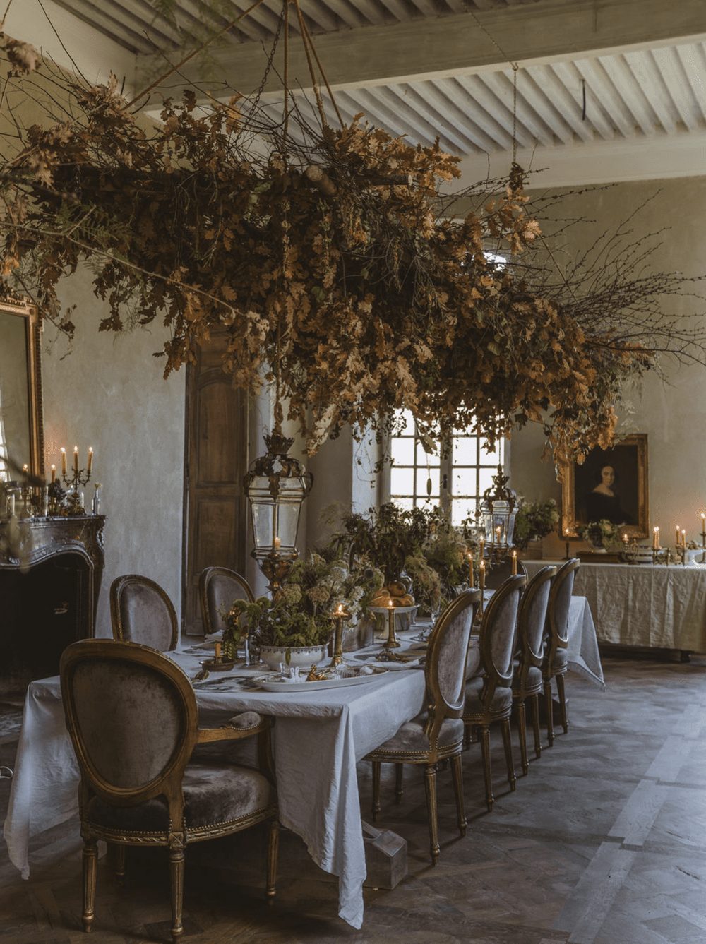 A table laid for dinner