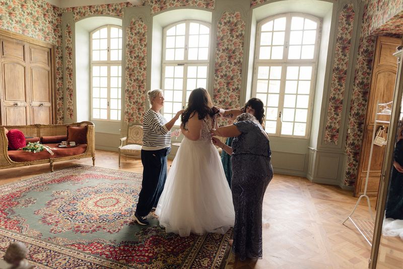 Getting ready in the floral bedroom